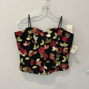 Chetta B Red and Green Sleeveless Bustier Camisole
